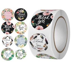 Floral Thank You Stickers Roll